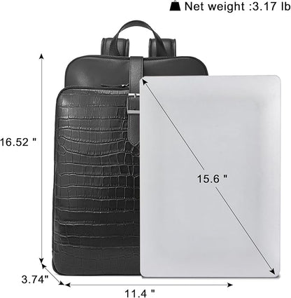 CLUCI Leather Backpack for Women, 15.6 inch Laptop Bag, Large Genuine Work Backpack Travel Back