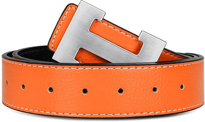 Aurolran Men&Womens Leather Dress Belt Business Automatic Buckle Belt Color-Black Silver Gold
