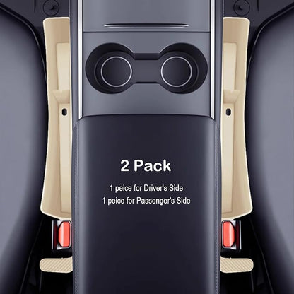 Car Seat Gap Filler Plug Strip with Storage Slot, Automotive Side Seat Organizer or Catcher Fill The Gap Between Seat & Console, Universal Auto Storage Box Inserts for Phone Coins Wallets Keys, Beige