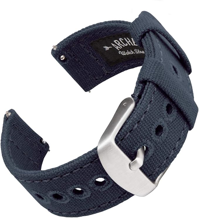 Archer Watch Straps - Canvas Quick Release Watch Bands (Navy Blue, 22mm)