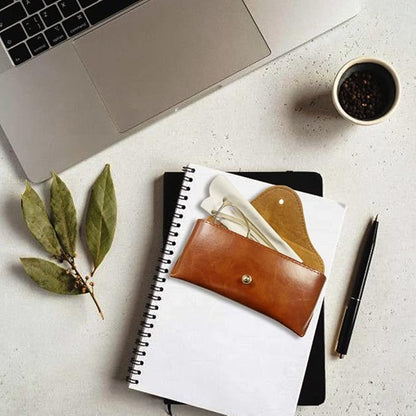 LogHog Portable Leather Glasses Case,Flexible Sunglasses Pouch Slim Case for Women Men Horizontal Eyeglass Case