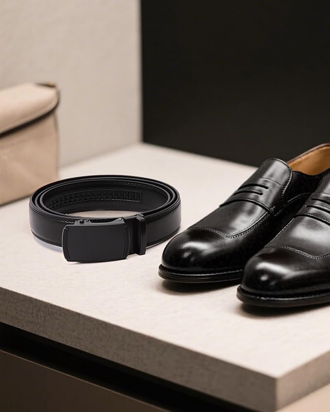 CHAOREN Mens Dress Belt - Mens Ratchet Belt Leather for Dress Pant - Micro Adjustable Belts Fit Everywhere