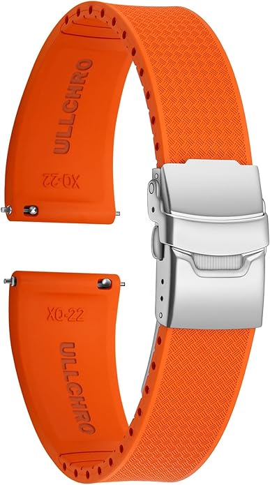 ULLCHRO Silicone Watch Band Quick Release Strap FKM Waterproof Watch Bands for Men 20mm 22mm Replacement Strap Sport Rubber Watchband