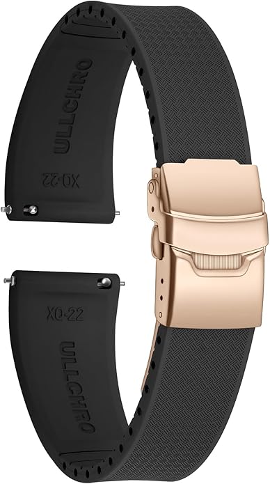 ULLCHRO Silicone Watch Band Quick Release Strap FKM Waterproof Watch Bands for Men 20mm 22mm Replacement Strap Sport Rubber Watchband