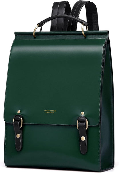 Cnoles Leather Backpack Purse For Women Fashion Ladies Vintage Bags Casual College Travel Backpacks Large bag Green