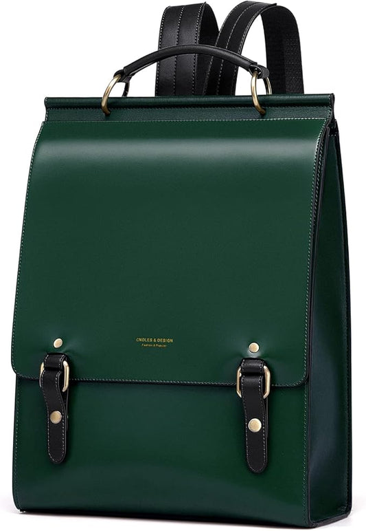 Cnoles Leather Backpack Purse For Women Fashion Ladies Vintage Bags Casual College Travel Backpacks Large bag Green