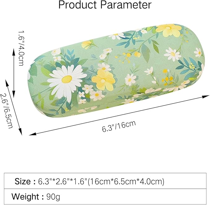 PERFECTSIGHT Hard Shell Eyeglasses Case, PU Leather Protective Glasses Case, Cute Eyeglass Case for Women Men Girls