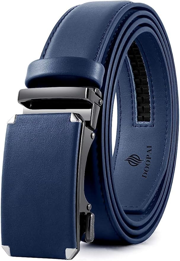 DOOPAI Belt Men, Ratchet Dress Adjustable 1 3/8" Sliding Leather Designer, Size Length Can be Cut, with Gift Box