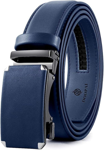 DOOPAI Belt Men, Ratchet Dress Adjustable 1 3/8" Sliding Leather Designer, Size Length Can be Cut, with Gift Box