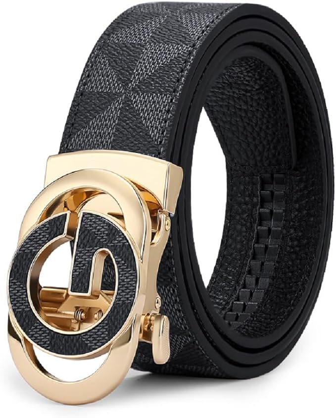 VANNANBA Mens Ratchet Belts Genuine Leather Designer Belt with Automatic Buckle Alloy Gift for Men