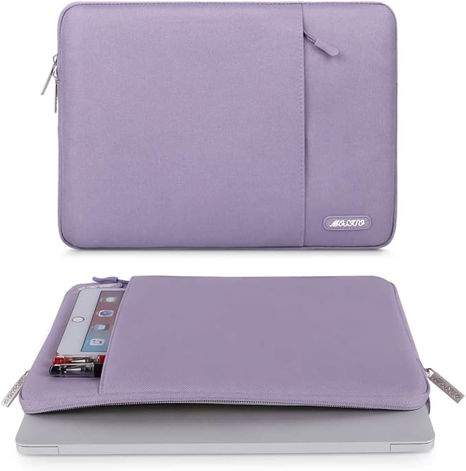 MOSISO Laptop Case 16 inch, 15-15.6 inch Laptop Sleeve Compatible with MacBook Pro 16 M5 M4 M3 M2 M1, HP Acer Dell Lenovo ASUS, Polyester Vertical Computer Sleeve Bag with Pocket, Purple