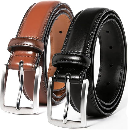 Mens Genuine Leather Dress Belt for Men, Handmade, 100% Cow Leather,Classic Casual and Business Belt Prong Buckle