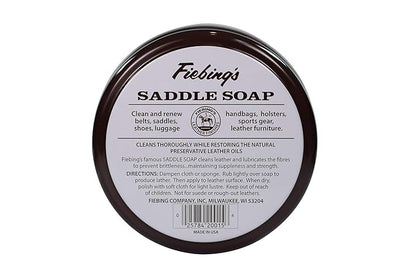 Fiebing's White Saddle Soap for Leather (12 oz Tin) - Cleaner & Conditioner to Soften, Protect & Restore Leathercraft - Soap for Car Seat, Couch, Shoe, Purse, Boot, Bag, & Saddles
