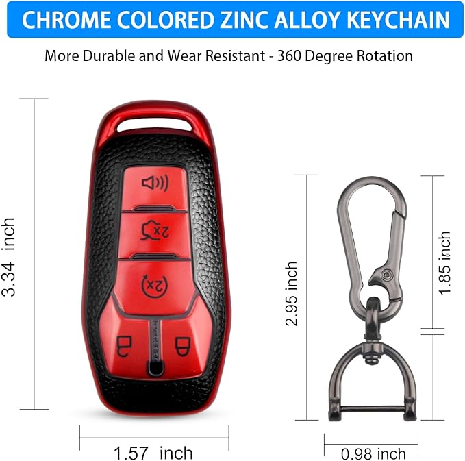 QBUC Key Fob Cover for Ford 2013-2018 Explorer F150 Lincoln MKC Fusion Mustang Edge 5 Buttons Smart Key (Red, Series 1)