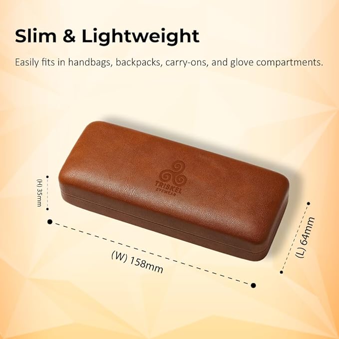 Premium Curved Rectangular Glasses Case, Hard Shell PU Leather Eyewear Holder. Magnetic Closure.