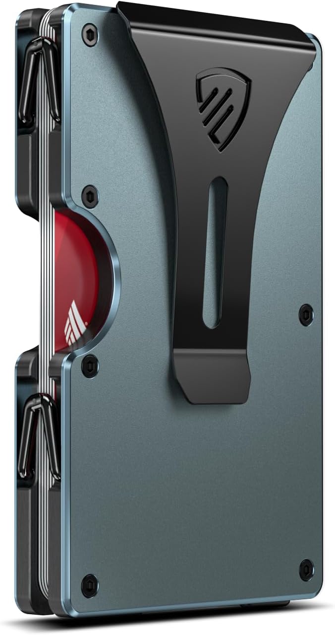 RUNBOX Slim Wallet for Men - RFID Blocking Metal Card Holder with Money Clip,Minimalist Thin Front Pocket Wallet, Holds 15 Cards,Gifts for Men,Men's Accessories