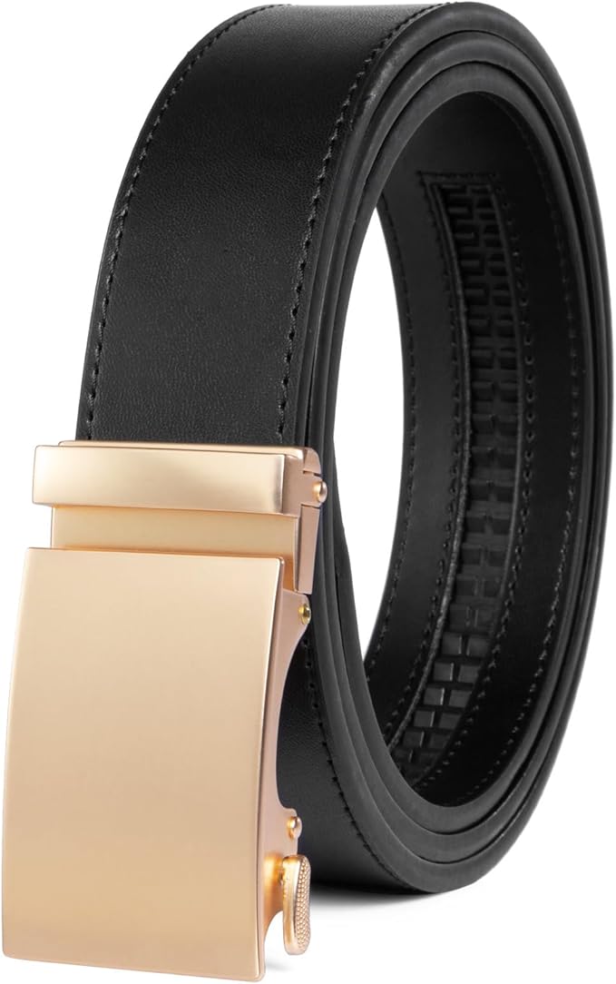 Founders & C Ratchet Belts for Men-Black/Brown Belt Leather 1 3/8" for Casual Dress-Micro Adjustable Belt