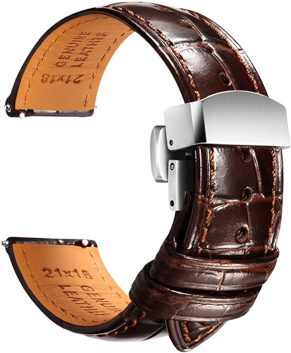 REZERO Leather Watch Bands for Men, Quick Release Watch Straps, Luxury Italian Alligator Grain Embossed Band Replacements 19mm 20mm 21mm 22mm