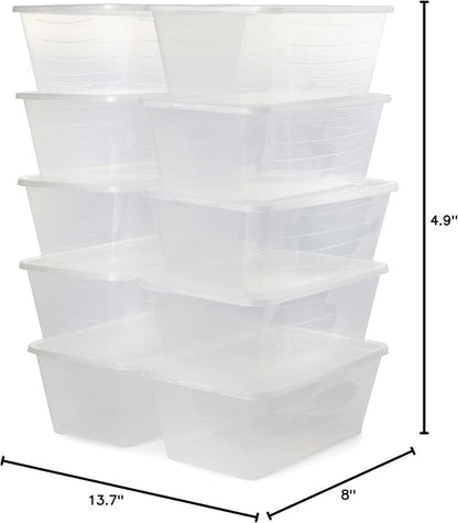 Life Story 6 Liter Plastic Storage Container Set, Stackable Shoe, Accessory, and Home Closet Organizational Tote Bins with Secure Lids, 40 Pack, Clear