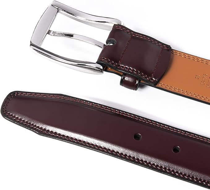 Mens Genuine Leather Dress Belt for Men, Handmade, 100% Cow Leather,Classic Casual and Business Belt Prong Buckle