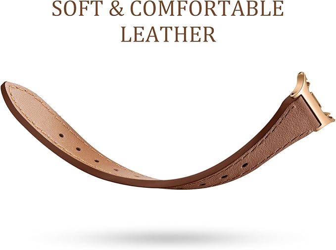 GEAK Slim Leather Band Compatible with Samsung Galaxy Watch 8 40mm 44mm/Watch 8 Classic 46mm, No Gap Adjustable Genuine Leather Replacement Dressy Strap for Samsung Watch 8 Bands Women