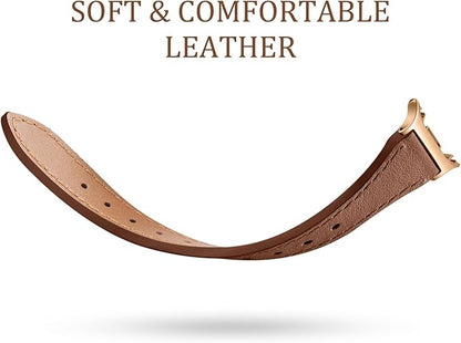 GEAK Slim Leather Band Compatible with Samsung Galaxy Watch 8 40mm 44mm/Watch 8 Classic 46mm, No Gap Adjustable Genuine Leather Replacement Dressy Strap for Samsung Watch 8 Bands Women