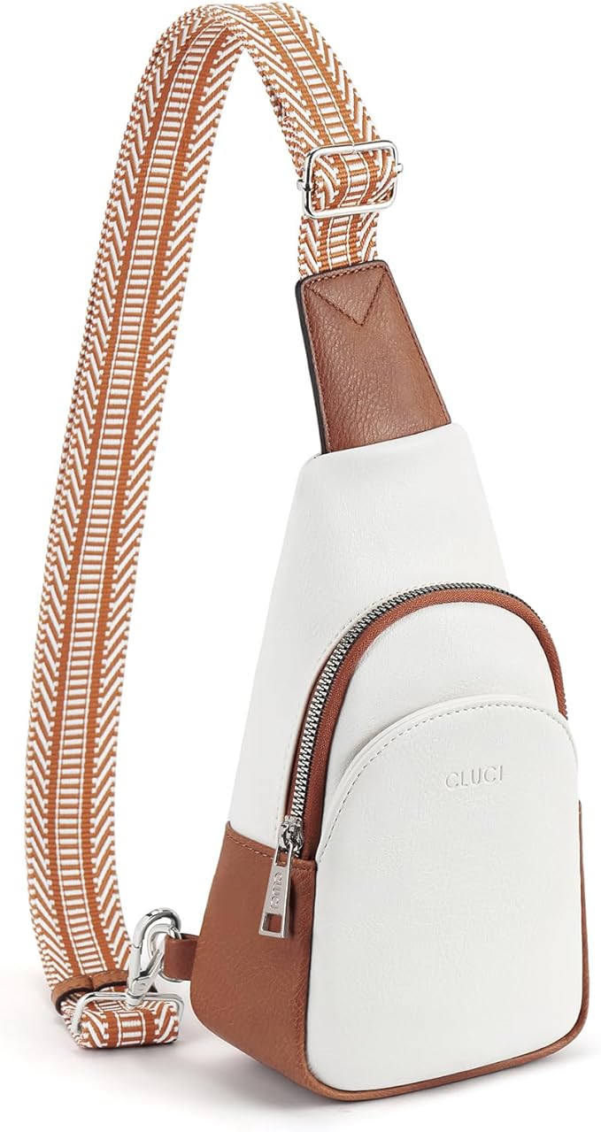 CLUCI Small Sling Bag for Women, Vegan Leather Fanny Pack Crossbody Bags for Women, Chest Bag With Guitar Strap