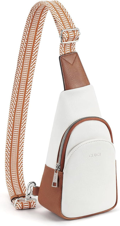 CLUCI Small Sling Bag for Women, Vegan Leather Fanny Pack Crossbody Bags for Women, Chest Bag With Guitar Strap