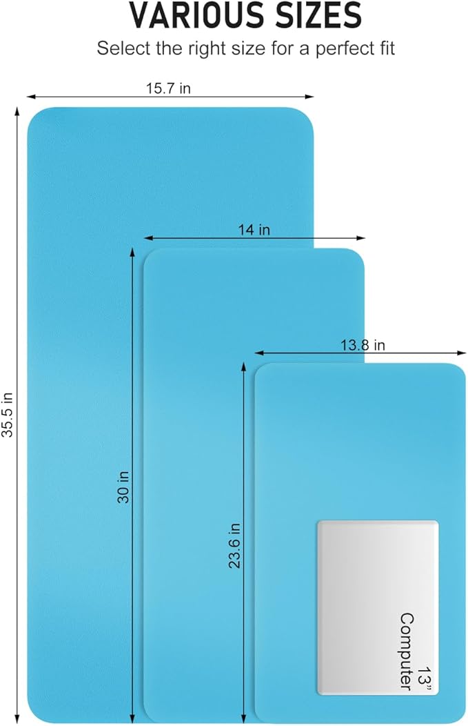 Desk Pad, 23.6" x 13.8" PU Leather Non-Slip Desk Mat Large Mouse Pad for Desktop, Waterproof Laptop Computer Writing Mat for Office, Home, Work, Gaming, Aqua Blue