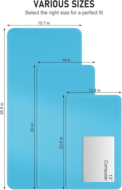 Desk Pad, 23.6" x 13.8" PU Leather Non-Slip Desk Mat Large Mouse Pad for Desktop, Waterproof Laptop Computer Writing Mat for Office, Home, Work, Gaming, Aqua Blue
