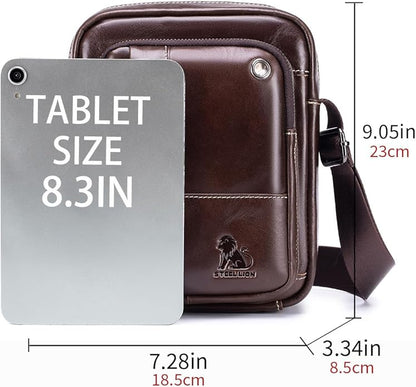 Premium Leather Men's Crossbody -Organized Storage & Durable,Stylish for Daily Carry