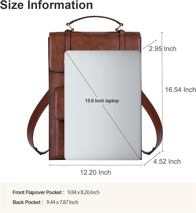MOSISO Trendy Leather Backpack Purse for Women Men, 15.6-16 inch Laptop Backpack Waterproof Stylish Large Capacity Casual Daypack Bag for Work Business College Travel, Brown