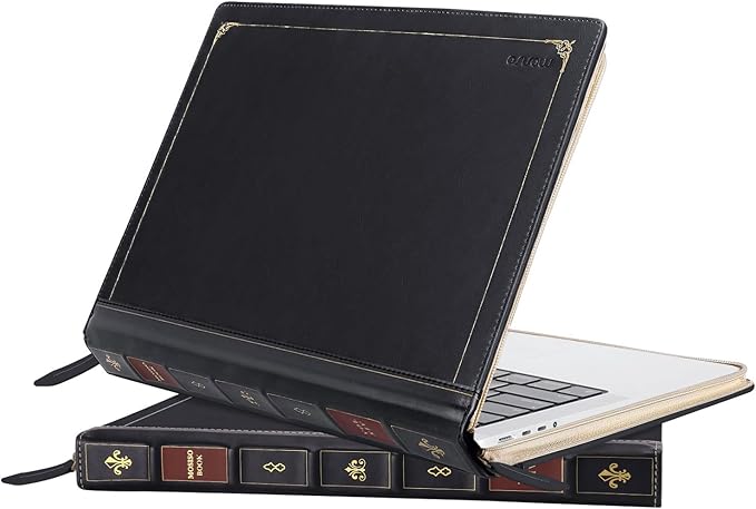 MOSISO Compatible with MacBook Pro 14 inch Case 2025-2021 M5 A3434 M4 A3112 A3185 A3401 M3 A2918 A2992 M2 A2779 M1 A2442, PU Leather Laptop Sleeve Vintage Zippered Protective Case Cover, Black