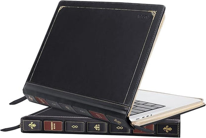 MOSISO Compatible with MacBook Pro 14 inch Case 2025-2021 M5 A3434 M4 A3112 A3185 A3401 M3 A2918 A2992 M2 A2779 M1 A2442, PU Leather Laptop Sleeve Vintage Zippered Protective Case Cover, Black