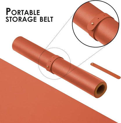 Cork Desk Mat - Dual-Sided Desk Pad for Office and Home - Desk Organization and Accessories - Ideal for Large Mouse Pad and Desk Mats on Top of Desks(Orange,27.6"x 13.8")