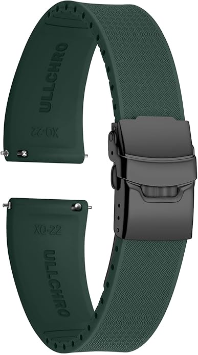 ULLCHRO Silicone Watch Band Quick Release Strap FKM Waterproof Watch Bands for Men 20mm 22mm Replacement Strap Sport Rubber Watchband