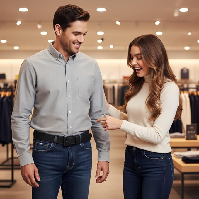 F&L CLASSIC Men's Full Grain Leather Belt Handmade, 1.5 Inch Wide Jeans Dress Belt, Gift Box, USA