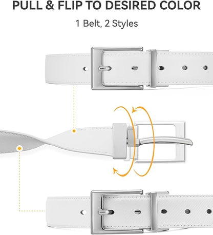 CHAOREN Reversible Belt Men 1 Piece - 1.25" Leather Dress Belt - Trim to Fit for Elegant Style