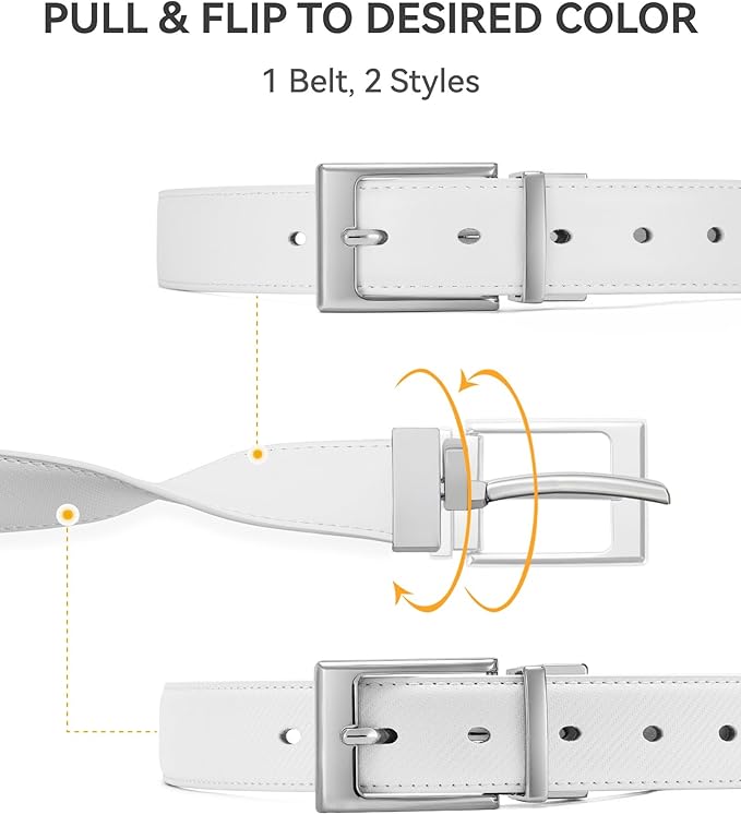 CHAOREN Reversible Belt Men 1 Piece - 1.25" Leather Dress Belt - Trim to Fit for Elegant Style