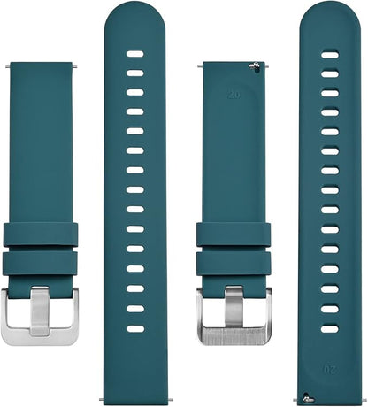 BISONSTRAP Silicone Watch Bands, Slim Watch Straps with Quick Release, 18mm, Cyan (Blue) with Silver Buckle