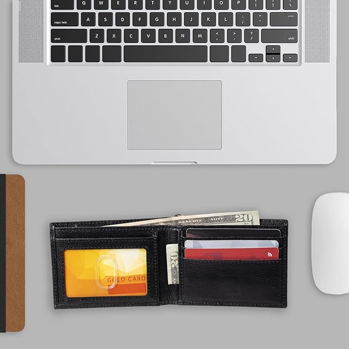 Dickies Men's RFID Everyday Leather Bifold Chain Wallet Black