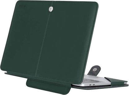MOSISO Case Compatible with MacBook Air 13.6 inch M4 M3 M2 2025-2022 /Air 13 M1 2022-2018 /Pro 13 inch M2 M1 2025-2016, PU Leather Portfolio Protective Stand Cover, Deep Teal