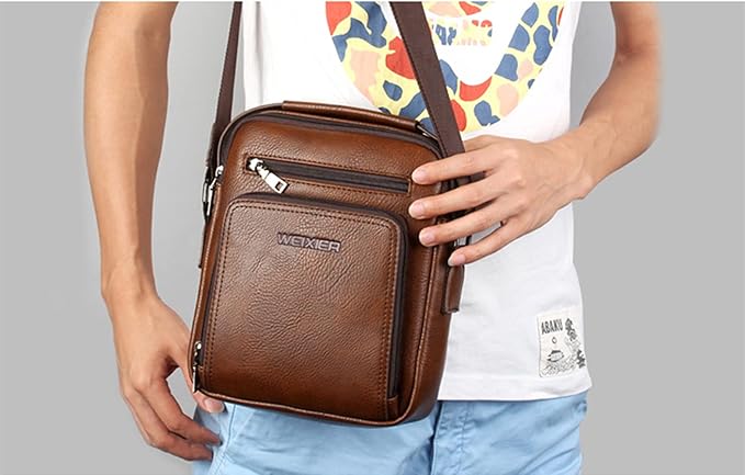 Zipper Buckle Leather Messenger Bag Crossbody Shoulder Bag Vintage Handle Bags | Zipper, Buckle, Leather, Vintage