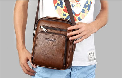 Zipper Buckle Leather Messenger Bag Crossbody Shoulder Bag Vintage Handle Bags | Zipper, Buckle, Leather, Vintage