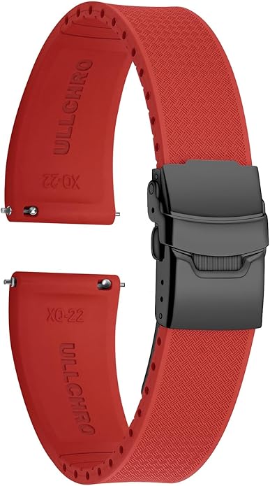ULLCHRO Silicone Watch Band Quick Release Strap FKM Waterproof Watch Bands for Men 20mm 22mm Replacement Strap Sport Rubber Watchband