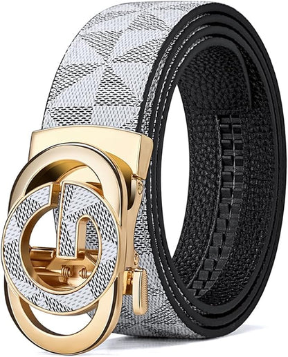 VANNANBA Mens Ratchet Belts Genuine Leather Designer Belt with Automatic Buckle Alloy Gift for Men