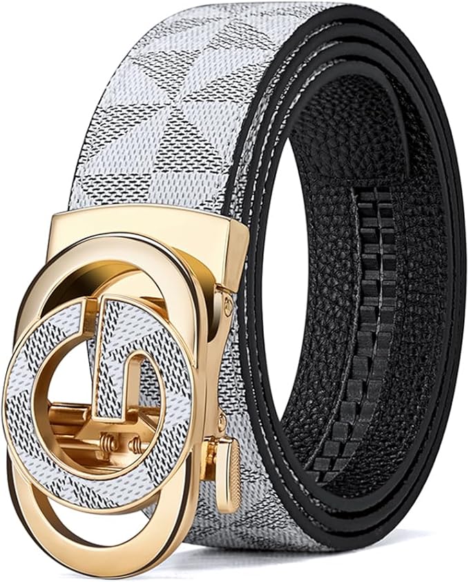 VANNANBA Mens Ratchet Belts Genuine Leather Designer Belt with Automatic Buckle Alloy Gift for Men