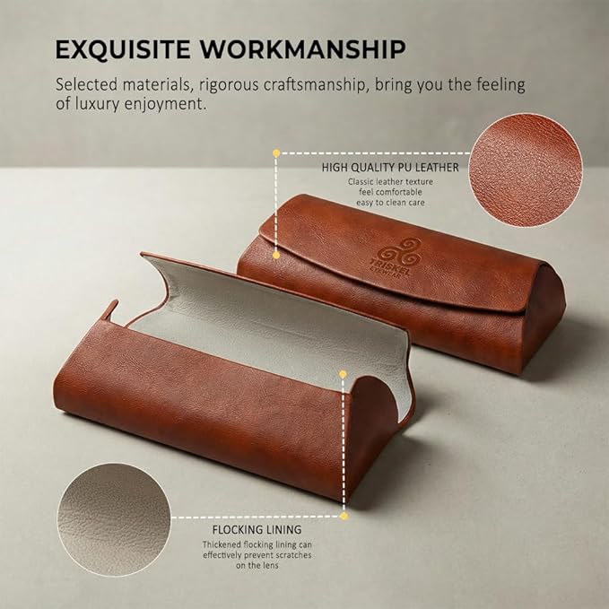 Triskel Curved-Top Eyewear Case – Hard Shell PU Leather Glasses Case with Soft Lining, Lightweight with Magnetic Closure