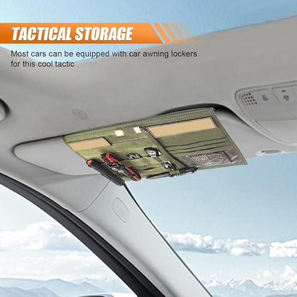 ZIMISI Tactical Molle Car Visor Organizer, 600D Oxford Cloth Truck Visor Molle Panel Sunshade Storage Pouch Holder with Multi-Pocket, Tactical Gear Car Sun Visor Organizer for Most Cars (Army Green)