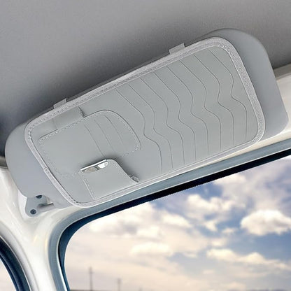 Car Sun Visor Pocket Organizer, Car CD or DVD Holder Storage Case, Multi-Pocket Visor Organizer Storage Pouch, Glasses Clip Storage Bag, Auto Interior Accessories Pocket Organizer (Gray)